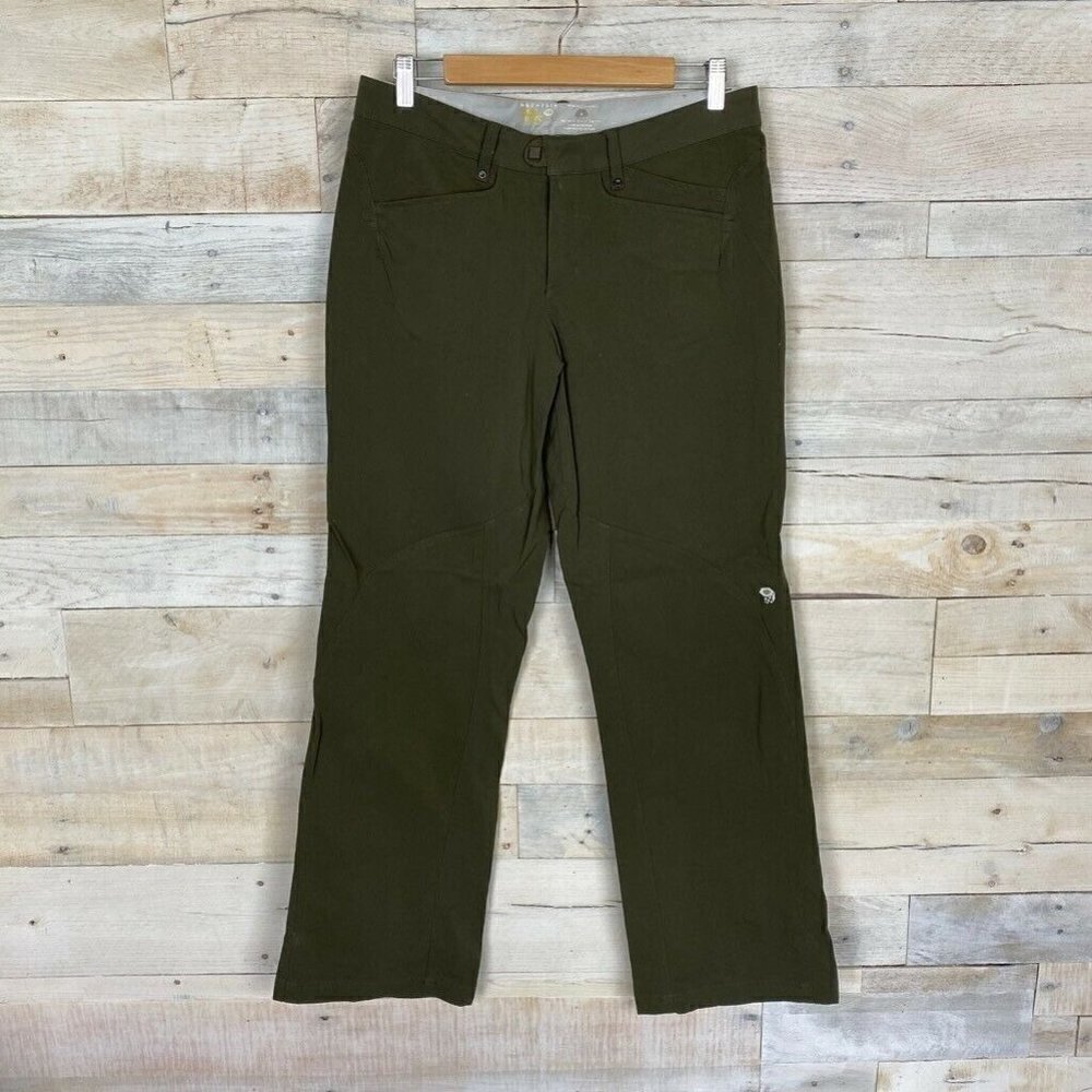 Mountain Hardwear Womens Straight Leg Pants Green Stretch Flat Front Pocket 8